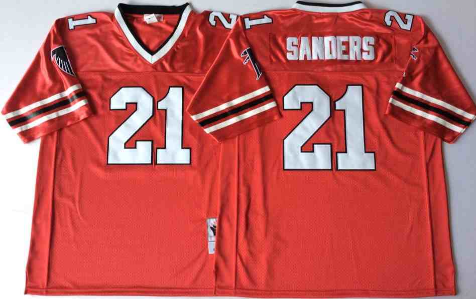 Atlanta Falcons 21 Deion Sanders 1989 Throwback Red Jersey
