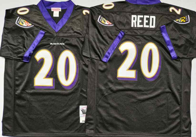 Men's Baltimore Ravens 20 Ed Reed 2004 Throwback Black Jersey
