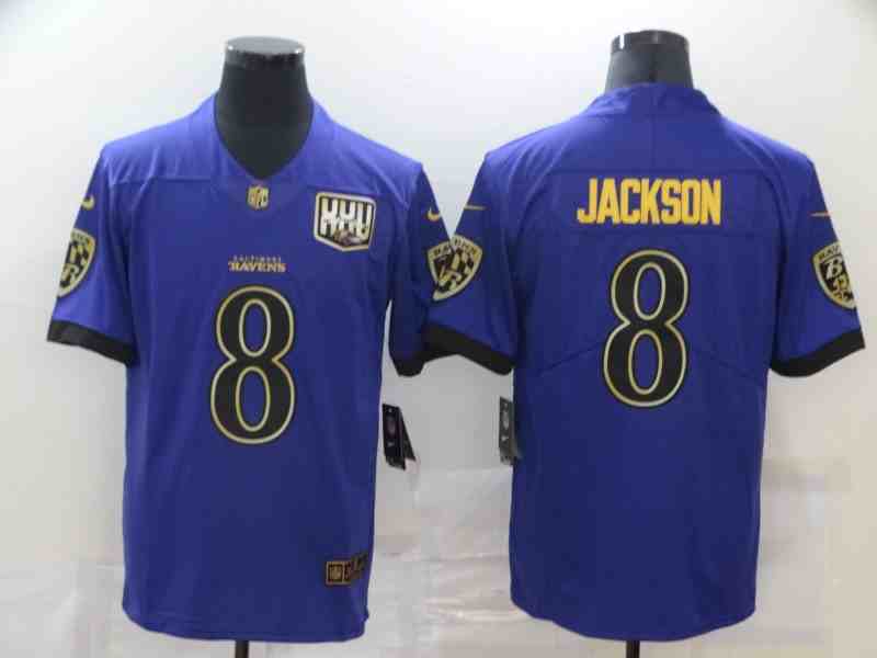 Nike Ravens 8 Lamar Jackson Purple Gold Vapor Untouchable Limited Jersey (2)
