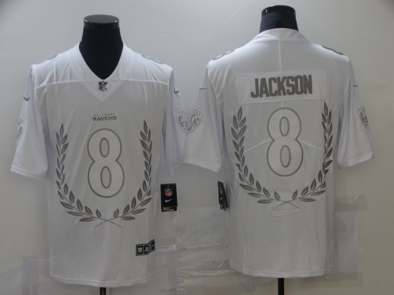 Nike Ravens 8 Lamar Jackson White Vapor Untouchable Limited Fashion Jersey