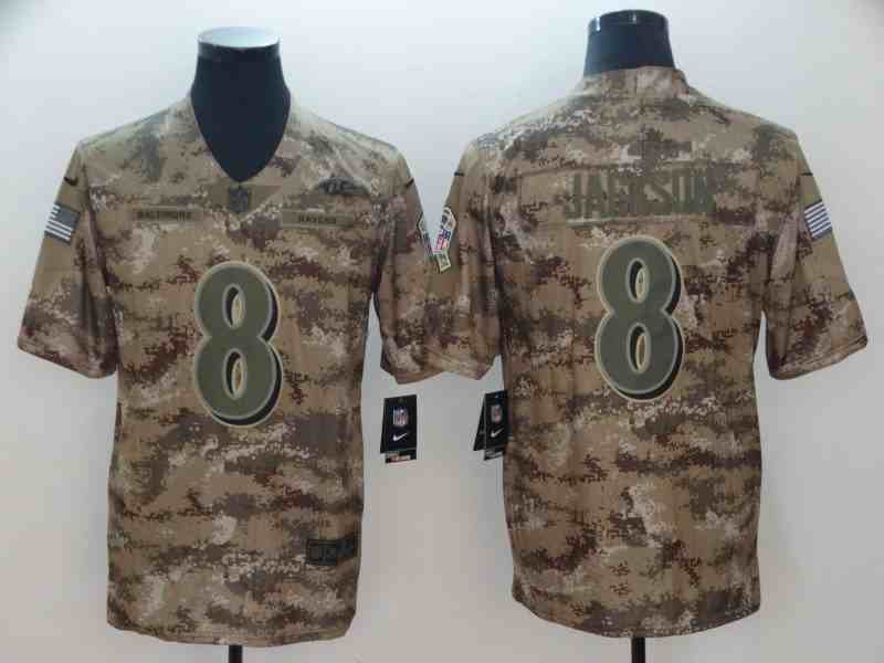 Nike Ravens 8 Lamar Jackson Camo Salute To Service Limited Jersey