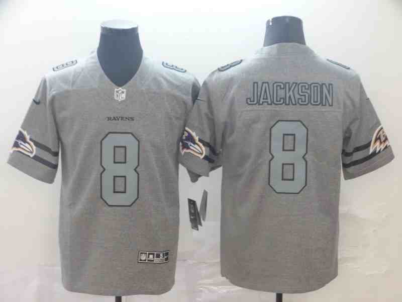 Nike Ravens 8 Lamar Jackson 2019 Gray Gridiron Gray Vapor Untouchable Limited Jersey