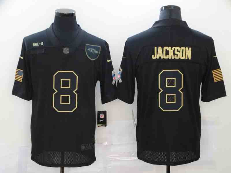 Nike Ravens 8 Lamar Jackson Black 2020 Salute To Service Limited Jersey