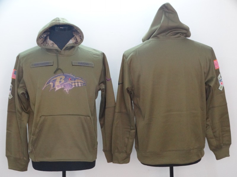 Men's Nike Olive Baltimore Ravens Salute to Service Sideline Therma Performance Pullover Hoodie