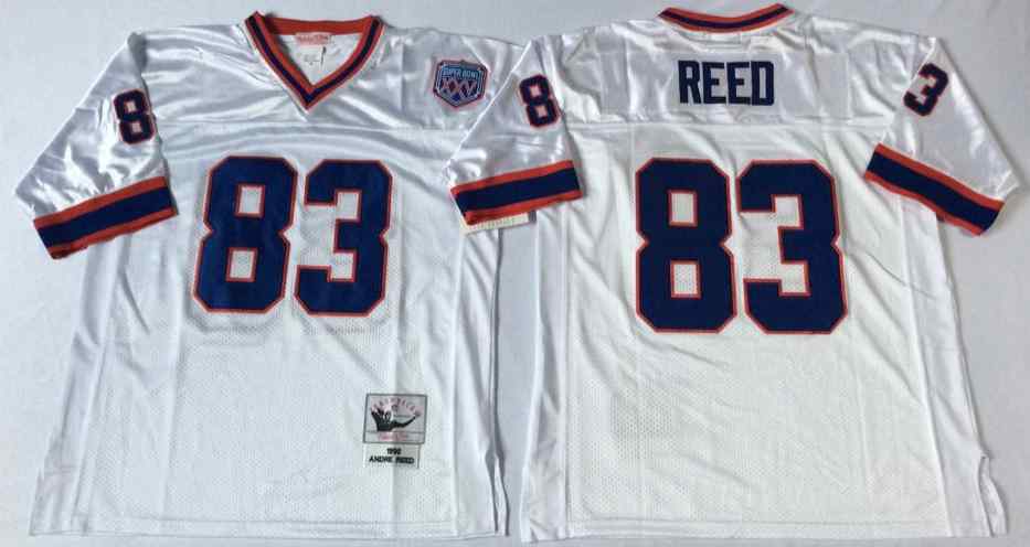 Men's Buffalo Bills 83 Andre Reed 1990 Throwback White Jersey