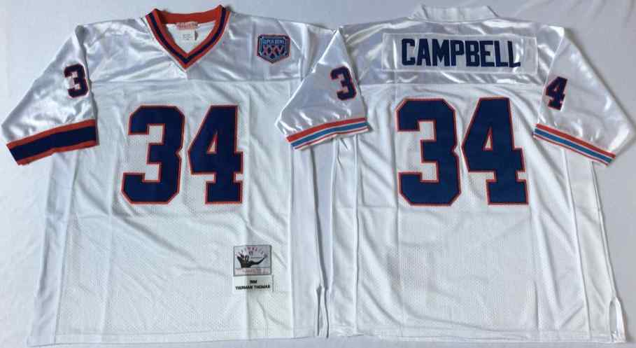 Men's Buffalo Bills 34 Thurman Thomas 1990 Throwback White Jersey