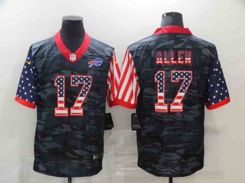 Nike Bills 17 Josh Allen Camo 2020 USA Flag Salute To Service Limited Jersey