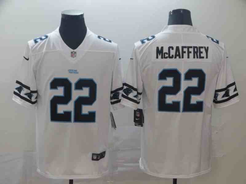 Nike Panthers 22 Christian McCaffrey White Team Logos Fashion Vapor Limited Jersey