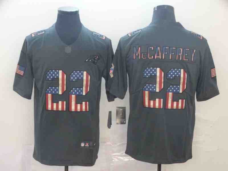 Nike Panthers 22 Christian McCaffrey 2019 Salute To Service USA Flag Fashion Limited Jersey