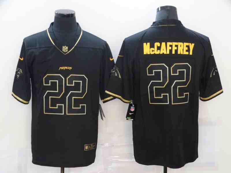 Nike Panthers 22 Christian McCaffrey Black Gold Vapor Untouchable Limited Jerseys