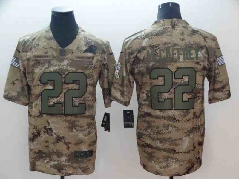 Nike Panthers 22 Christian McCaffrey Camo Salute To Service Limited Jersey