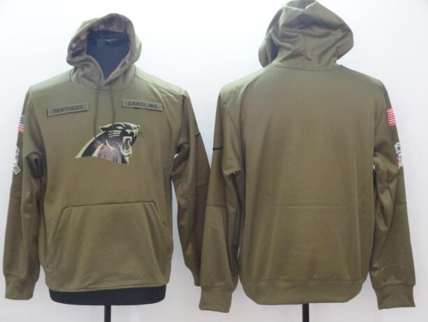 Men's Nike Olive Carolina Panthers Salute to Service Sideline Therma Performance Pullover Hoodie