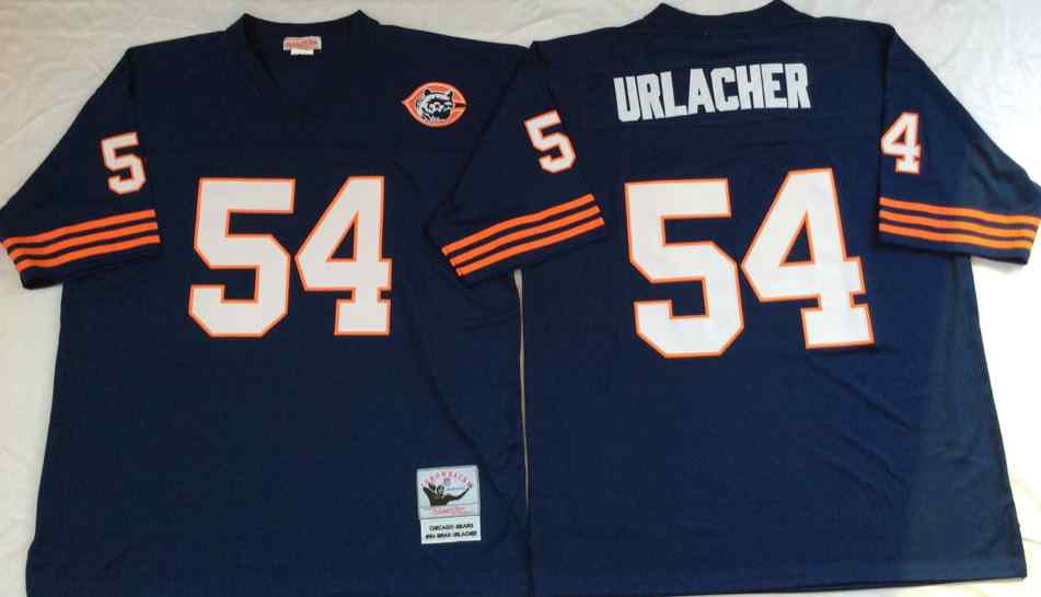 Chicago Bears 54 Brian Urlacher Throwback Navy Blue Jersey  with Bear Patch