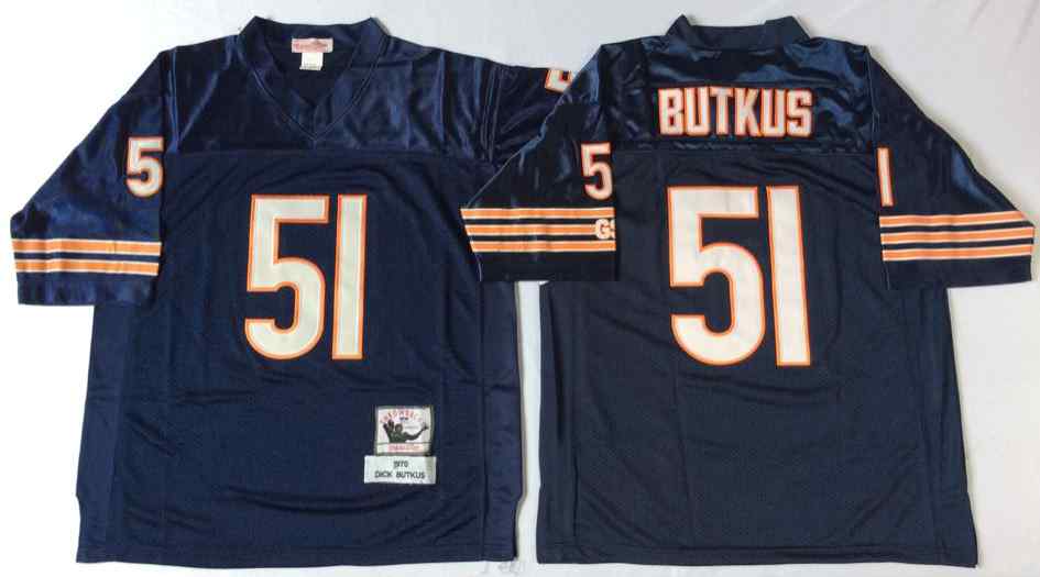 Men's Chicago Bears 51 Dick Butkus Throwback Navy Blue Jersey