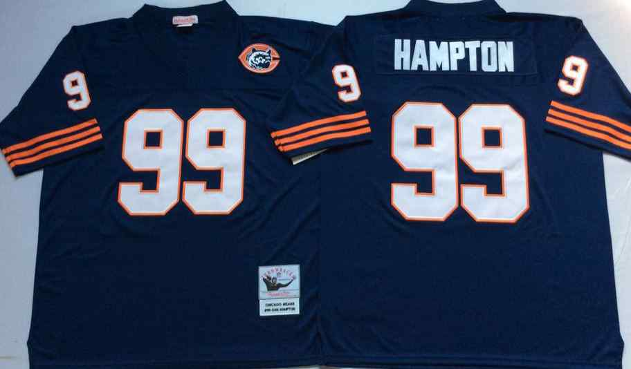 Chicago Bears 99 Dan Hampton Throwback Navy Blue Jersey with Bear Patch