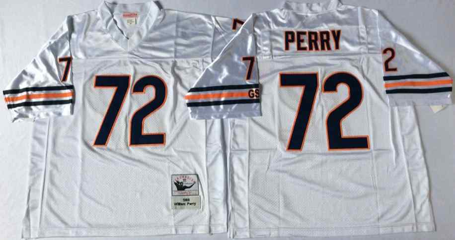 Men's Chicago Bears 72 William Perry Throwback White Jersey