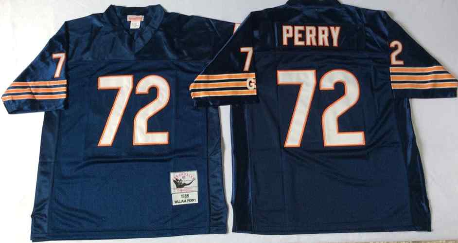 Men's Chicago Bears 72 William Perry Throwback Navy Blue Jersey