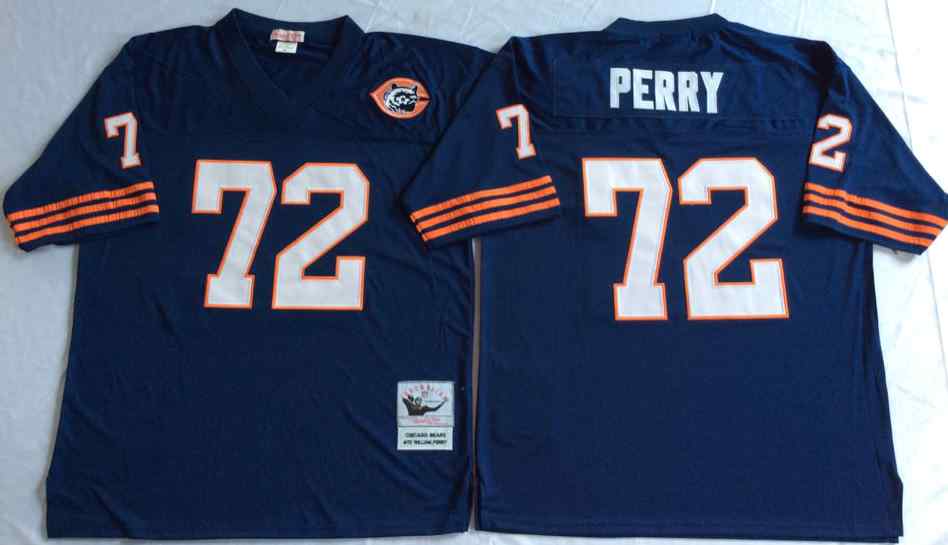 Chicago Bears 72 William Perry Throwback Navy Blue Jersey with Bear Patch