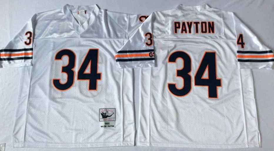 Men's Chicago Bears 34 Walter Payton Throwback White Jersey