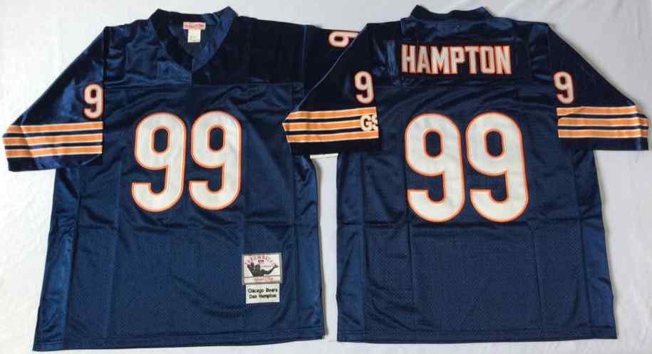 Men's Chicago Bears 99 Dan Hampton Throwback Navy Blue Jersey