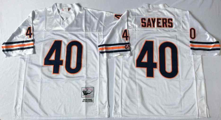 Men's Chicago Bears 40 Gale Sayers Throwback White Jersey