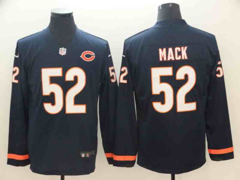 Nike Bears 52 Khalil Mack Navy Therma Long Sleeve Jersey