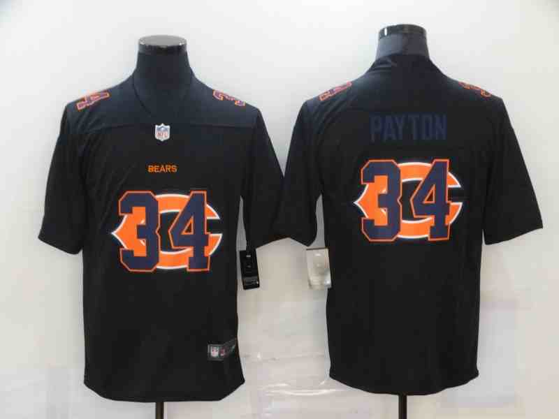 Nike Bears 34 Walter Payton  Black Shadow Logo Limited Jersey