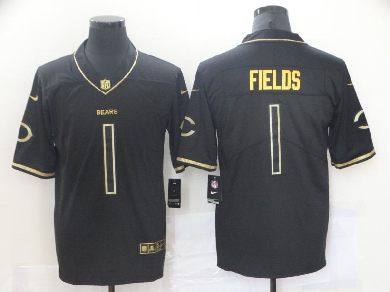 Nike Bears 1 Justin Fields Black Gold Vapor Untouchable Limited Jersey
