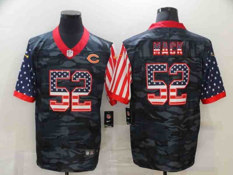 Nike Bears 52 Khalil Mack Camo 2020 USA Flag Salute To Service Limited Jersey