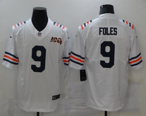 Chicago Bears 9 Nick Foles 2019 Alternate White 100th Season Classic Limited Jersey