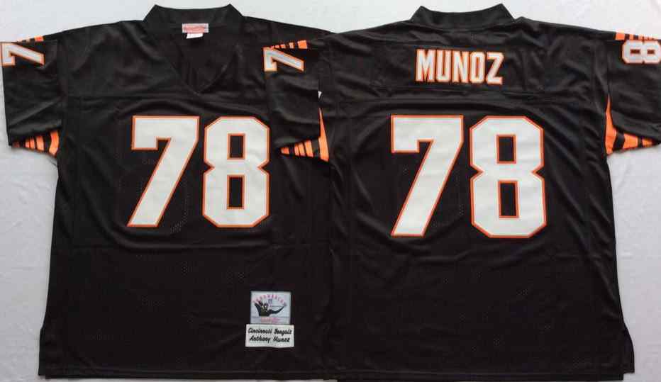 Men's Mitchell And Ness Bengals 78 Anthony Munoz 1989 Throwback Black Jersey