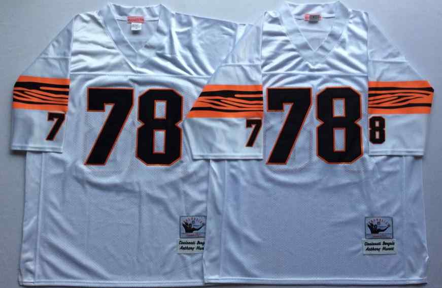 Men's Mitchell And Ness Bengals 78 Anthony Munoz 1989 Throwback White Jersey