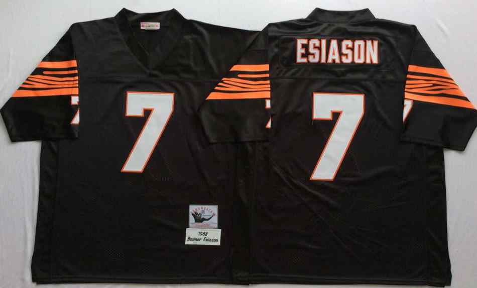 Men's Cincinnati Bengals 7 Boomer Esiason 1989 Throwback Black Jersey