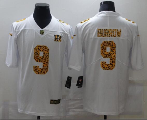 Nike Bengals 9 Joe Burrow White Leopard Vapor Untouchable Limited Jersey