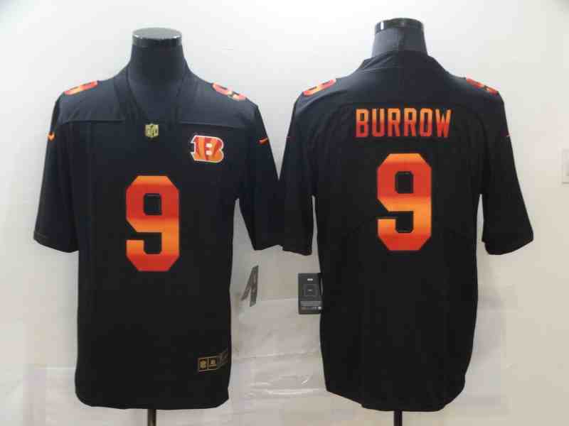 Nike Bengals 9 Joe Burrow Black colorful fashion Edition  Limited Jersey