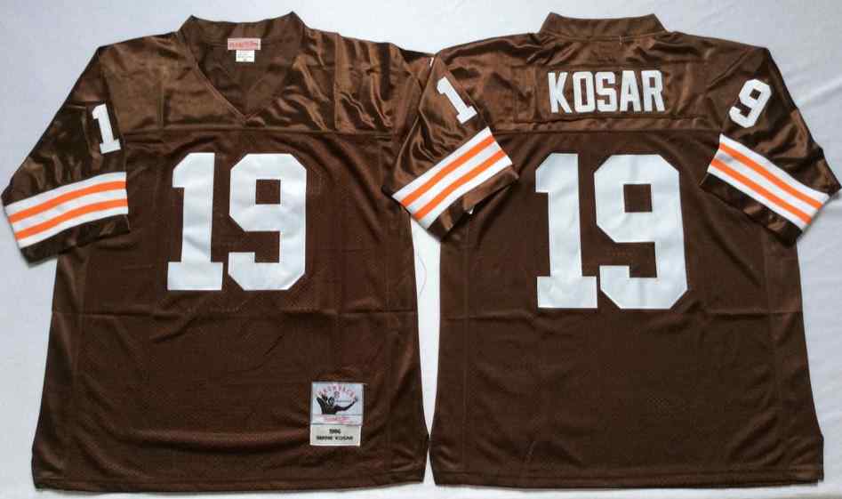 Men's Cleveland Browns 19 Bernie Kosar 1986 Throwback Brown Jersey