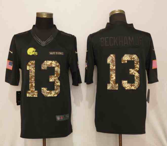 Nike Browns 13 Odell Beckham Jr Black Camo Salute to Service Limited Jersey