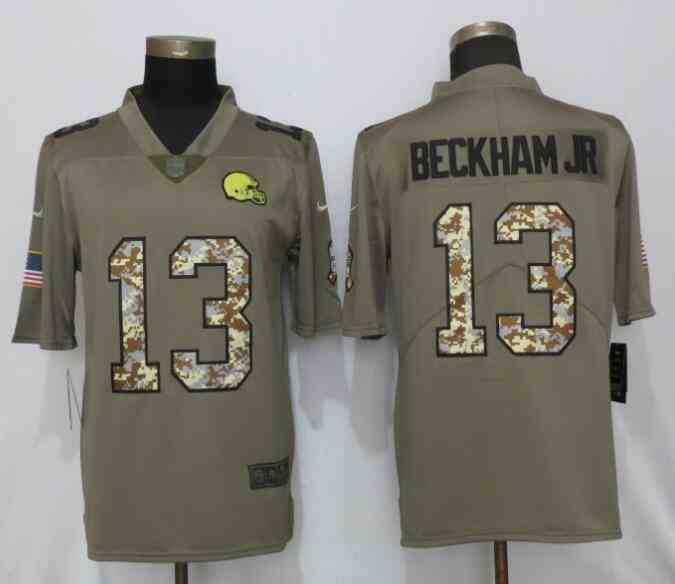 Nike Browns 13 Odell Beckham Jr Olive Camo Salute to Service Limited Jersey