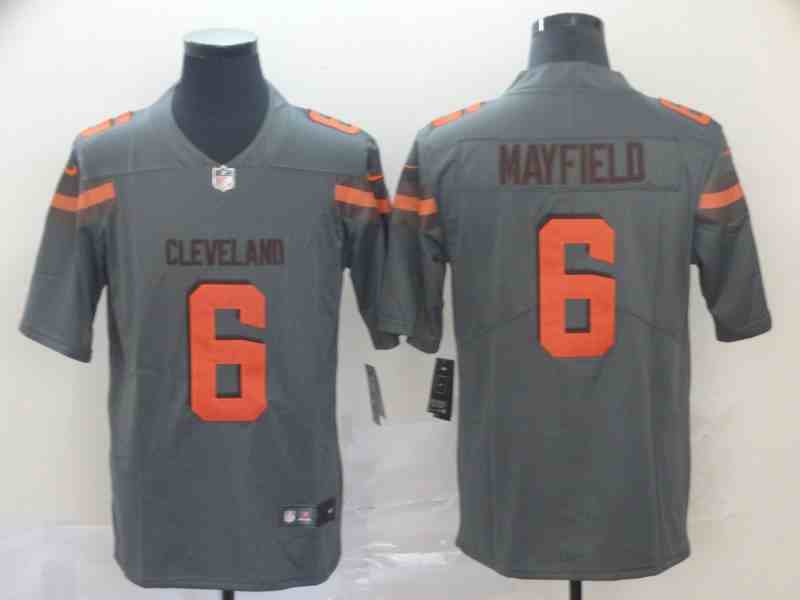 Nike Browns 6 Baker Mayfield Gray Inverted Legend Limited Jersey