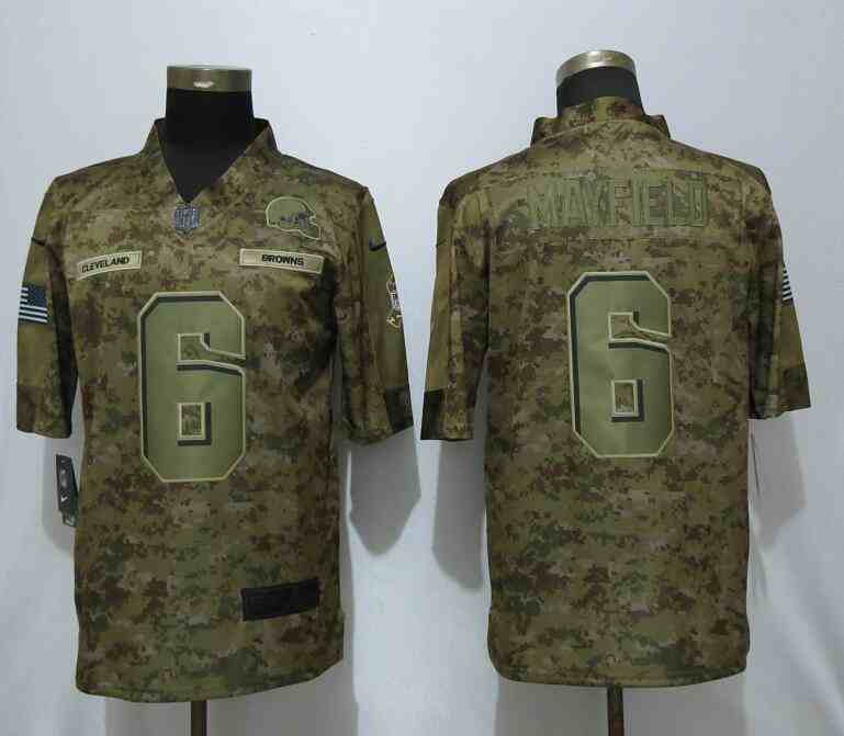 New Nike Cleveland Browns 6 Mayfield Nike Camo Salute to Service Limited Jersey