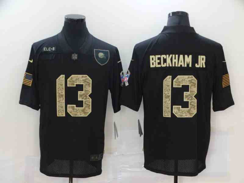 Nike Browns 13 Odell Beckham Jr. Black Camo 2020 Salute To Service Limited Jersey