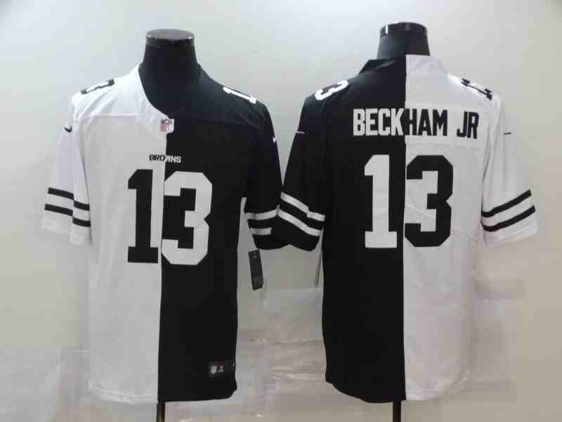 Nike Browns 13 Odell Beckham Jr. Black And White Split Vapor Untouchable Limited Jerseys