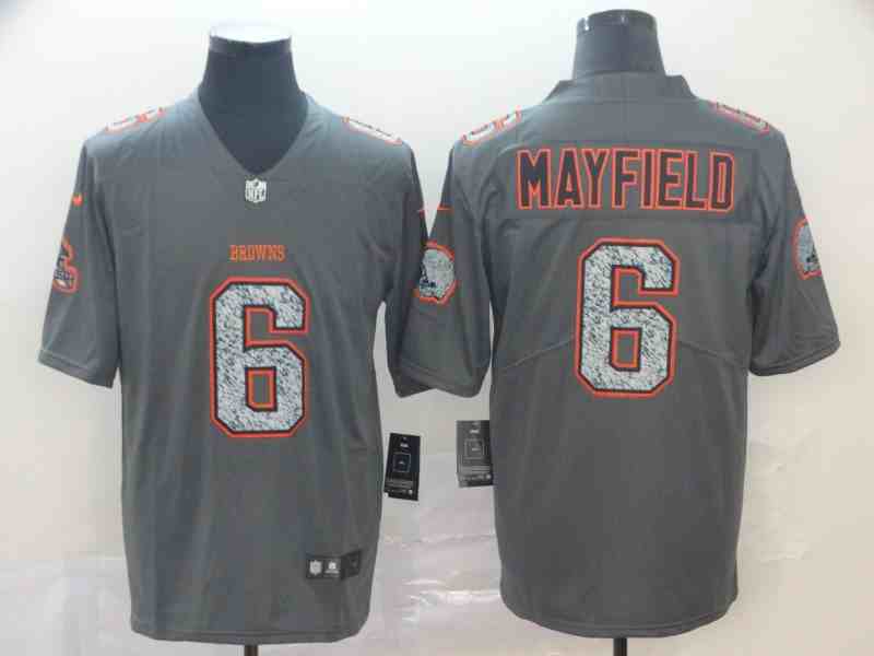Nike Browns 6 Baker Mayfield Gray Camo Vapor Untouchable Limited Jersey