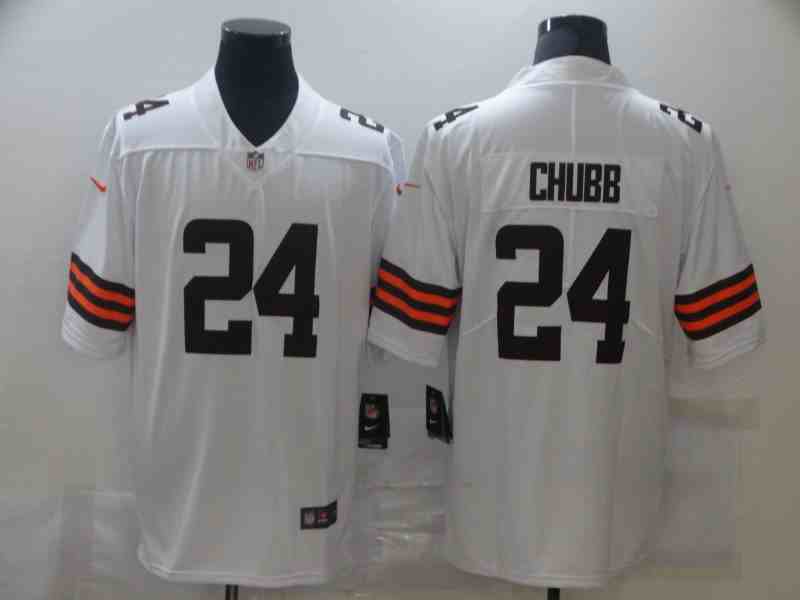 Nike Browns 24 Nick Chubb White Vapor Untouchable Limited Jerseys