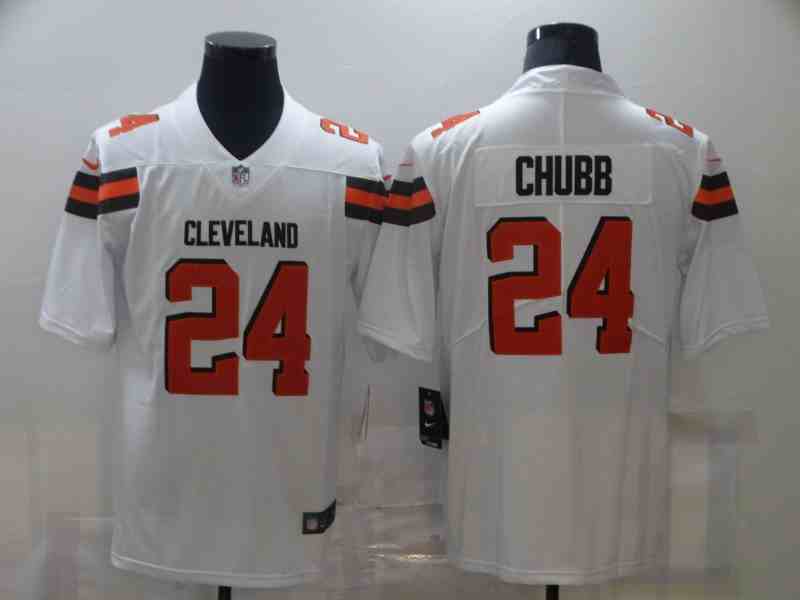 Nike Browns 24 Nick Chubb White Vapor Untouchable Limited Jersey