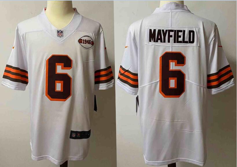 Nike Browns 6 Baker Mayfield White 1946 Collection Alternate Vapor Limited Jersey