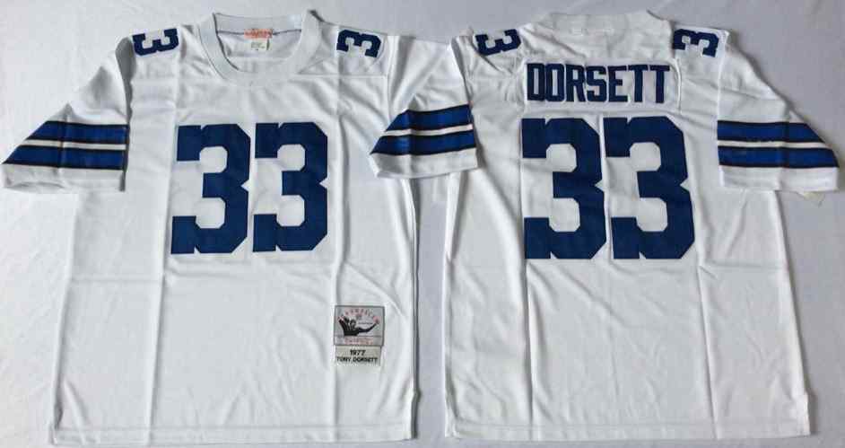 Dallas Cowboys 33 Tony Dorsett 1977 Throwback White Jersey