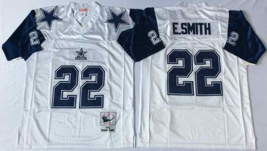 Dallas Cowboys 22  Emmitt Smith  1992 Throwback White Jersey