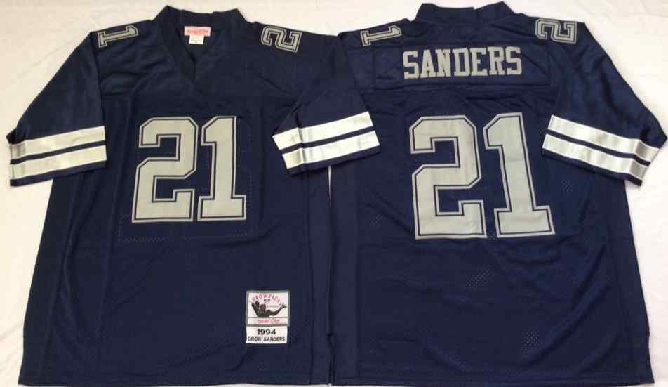 Dallas Cowboys 21 Deion Sanders 1994 Throwback Navy Blue Jersey