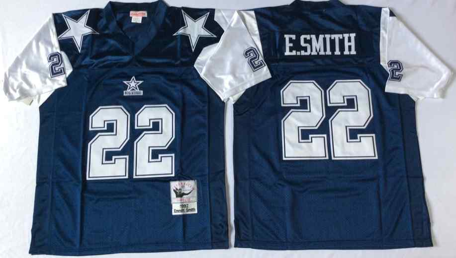 Dallas Cowboys 22 Emmitt Smith 1995 Throwback Navy Blue Jersey